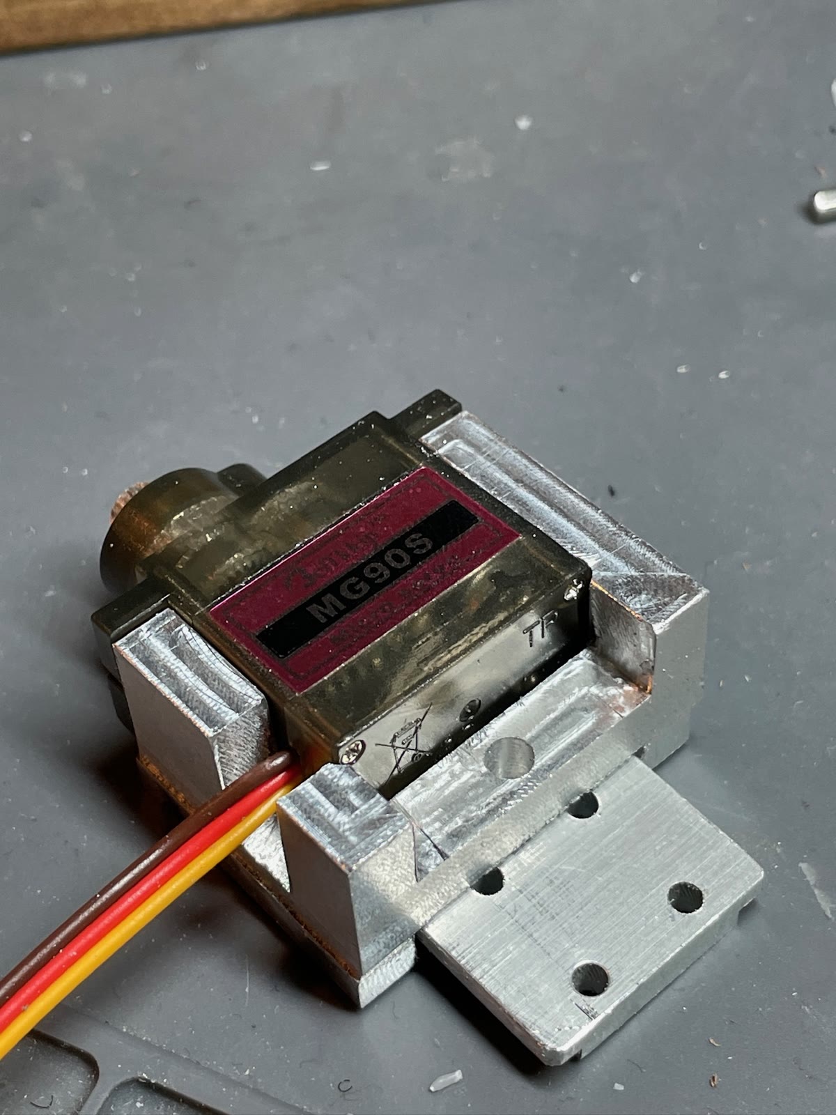 The CNC-machined servo mount